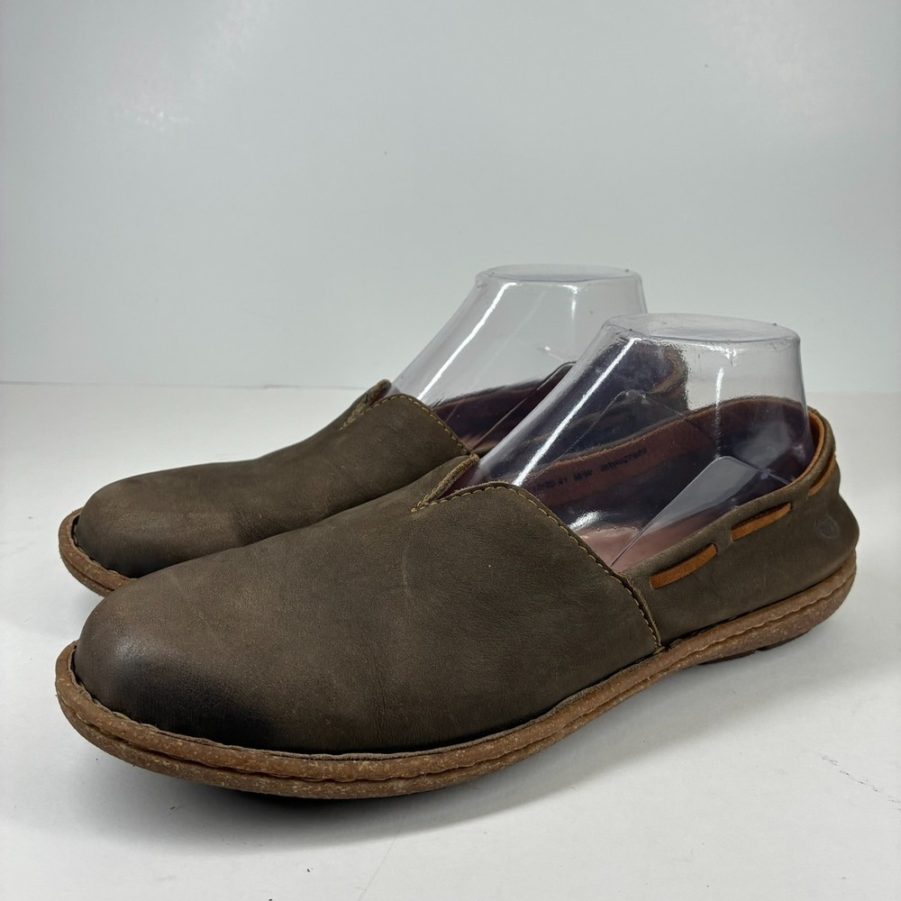 Born Naya Women's US 10 Gray Nubuck Leather Comfort Slip-On Casual Loafers Flats